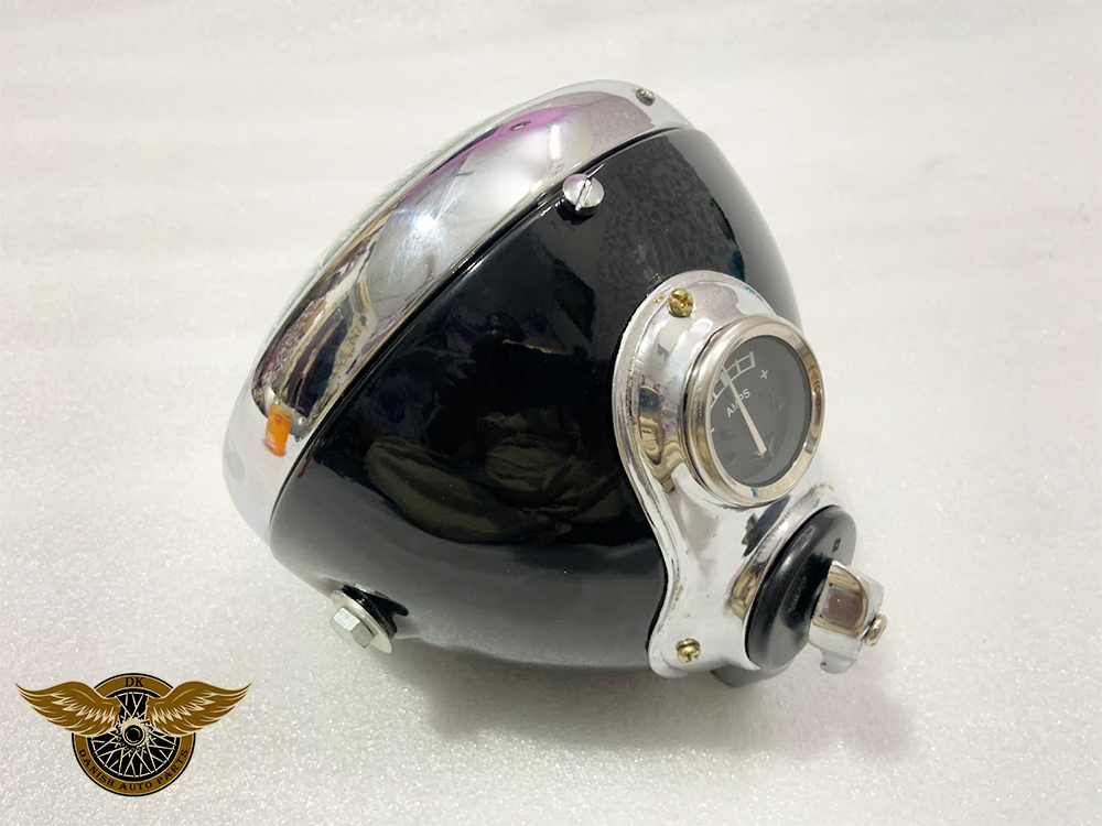 Inches Lucas Curved Glass Headlight With Chrome Panel Chrome Knob